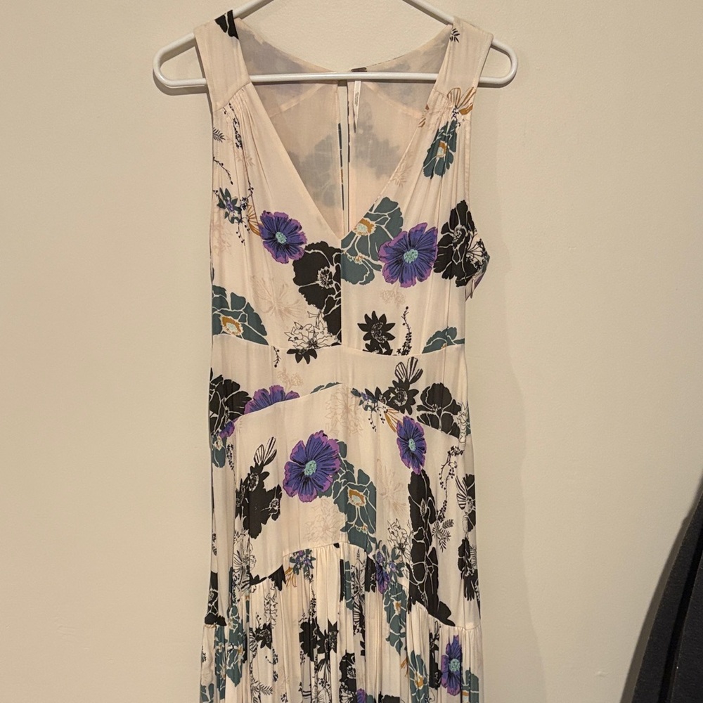 Free People Purple and Black Floral Maxi Dress
